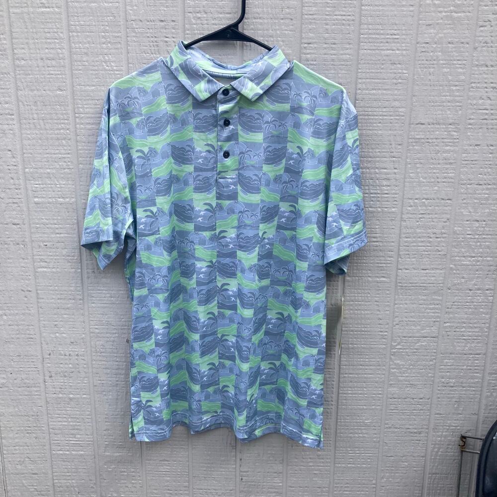 Nicklaus Mens Size M Short Sleeve Polo Blue Fog Moisture Wicking Sun Protection